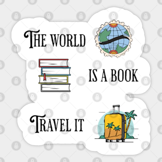 The world is a book, travel it Sticker by Dyfrnt